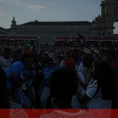Adeptos da RD Congo festejam empate com Portugal na Lisboa Football Arena
