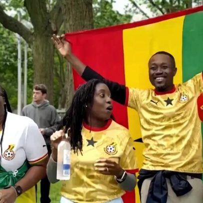 Adeptos do Gana celebram vitória sobre o Panamá no Mundial de 2026