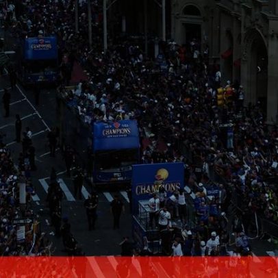 Enchentes nas ruas de Nova Iorque revelam a festa do título dos Knicks