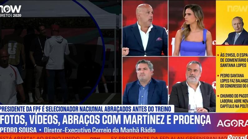 Presidente da Federação cumprimentou o treinador antes do treino da Seleção