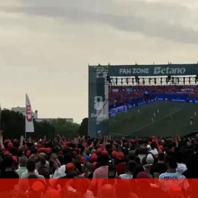 Adeptos na Fan Zone Betano em Gaia celebram segundo golo de Ronaldo