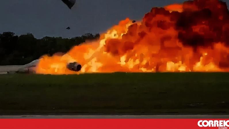 Imagens mostram momento em que jato privado despenha-se durante aterragem de emergência na República Dominicana