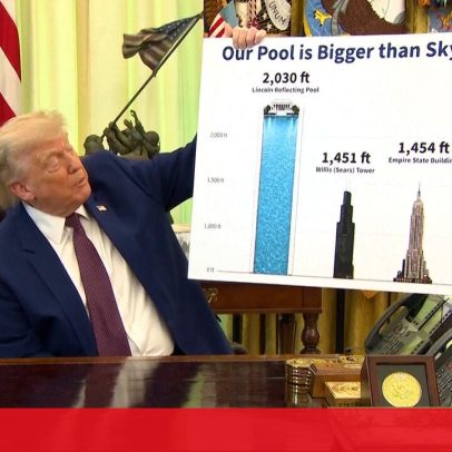Trump: nova piscina com azul da bandeira é maior que arranha-céus