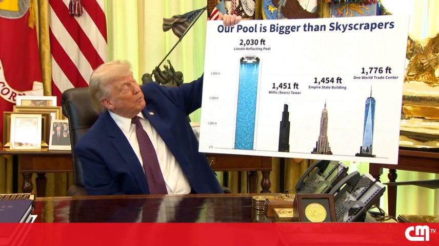 Trump: nova piscina com azul da bandeira é maior que arranha-céus