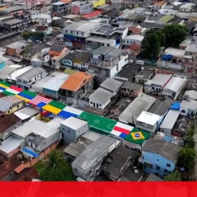Cidade da Amazónia celebra o Mundial com gigantescas bandeiras das seleções