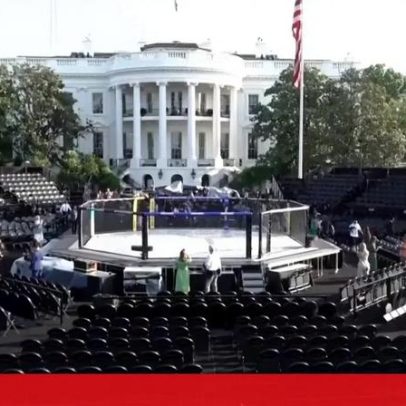 Octógono da UFC já está montado nos jardins da Casa Branca