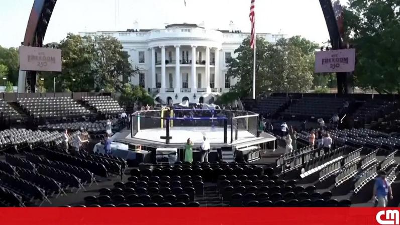Octógono da UFC já está montado nos jardins da Casa Branca