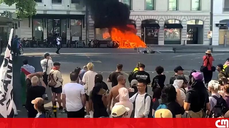 Incêndio e confrontos em Genebra durante protesto contra o G7
