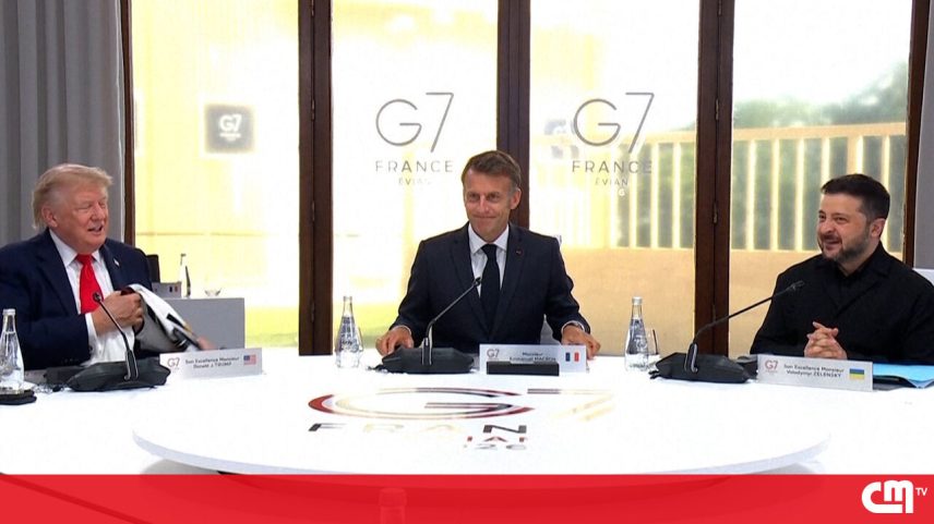Zelensky à mesa com líderes do G7 para discutir a guerra na Ucrânia
