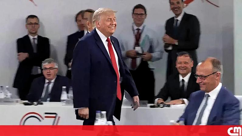 Trump provoca risos ao chegar à reunião do G7