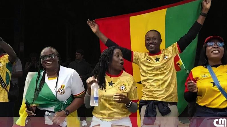Adeptos do Gana comemoram vitória de 1-0 sobre o Panamá no Mundial