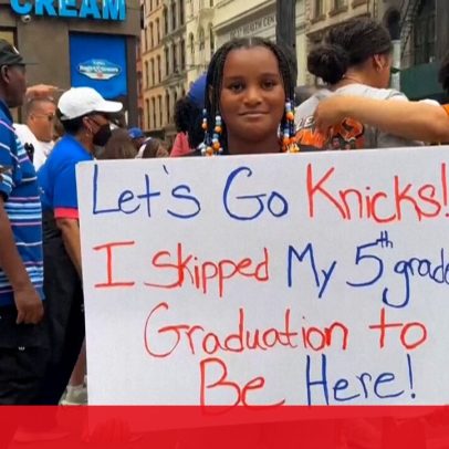 Nova Iorque pinta-se de azul e laranja para comemorar os Knicks