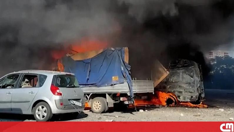 Imagem de incêndio em Zaporizhzhia