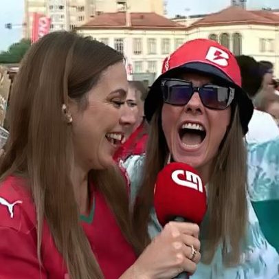Portugueses celebram goleada de Portugal frente ao Uzbequistão