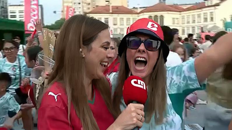 Portugueses em festa após goleada de Portugal frente ao Uzbequistão