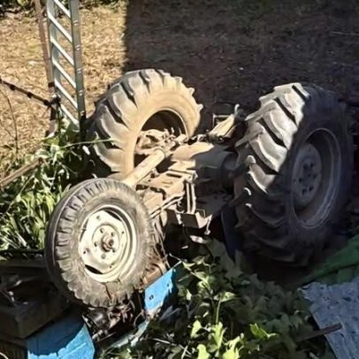 Trator despista-se e cai num galinheiro em Fafe