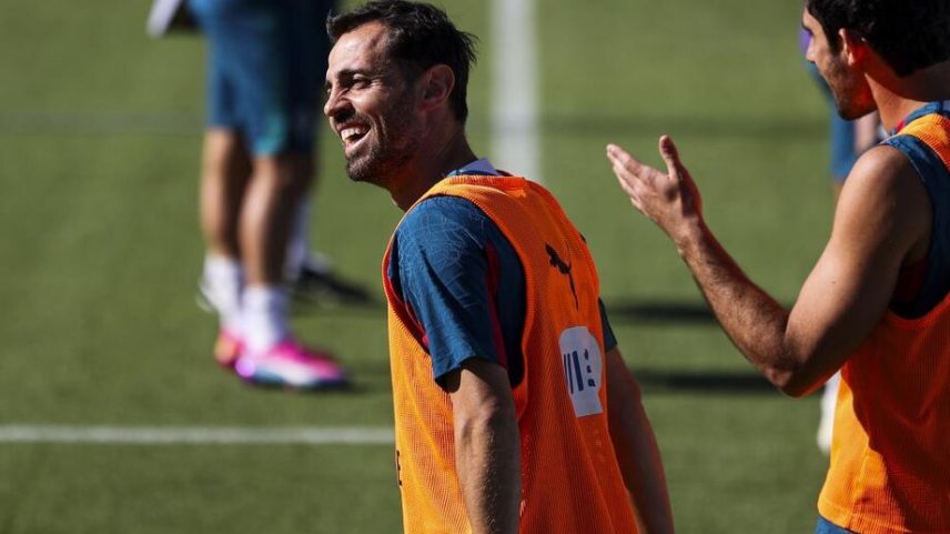 Bernardo Silva no treino da Seleção