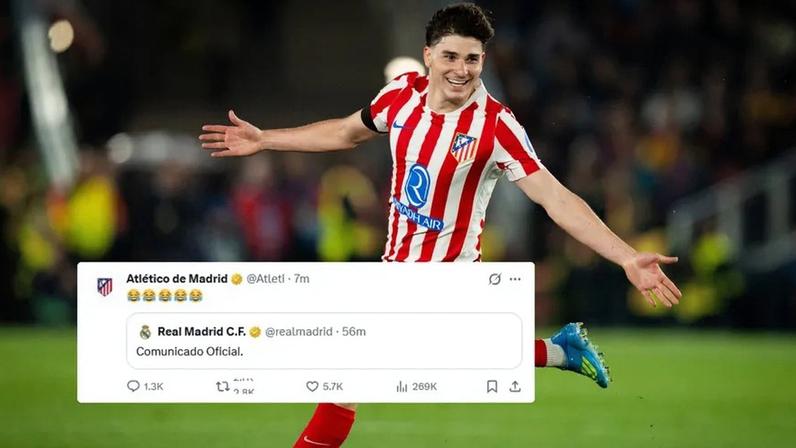 A resposta do At. Madrid ao 'tweet' do Real sobre Julián Alvarez