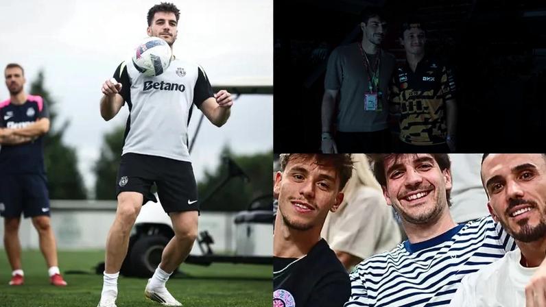 Internacional grego foi com Vagiannidis rever o 'seu' Panathinaikos, antes de posar ao lado do campeão do Mundo de F1, Lando Norris