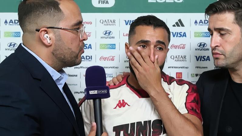 Ali Abdi em lágrimas após eliminação da Tunísia