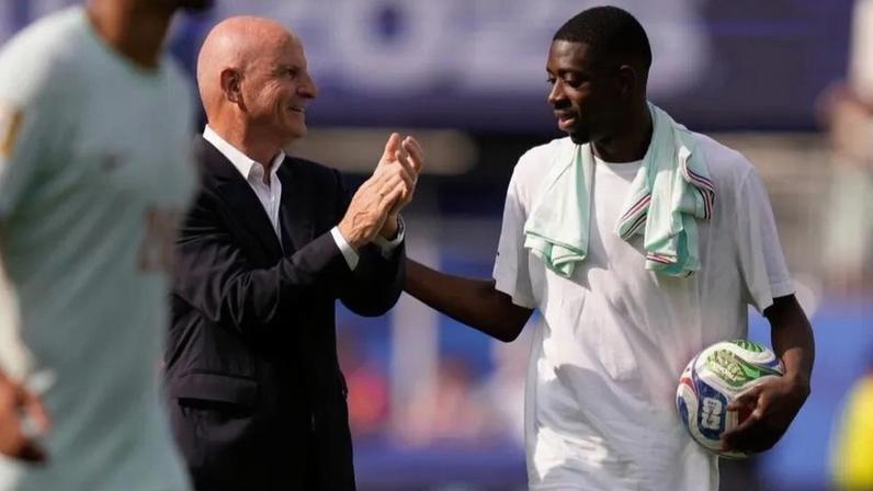 Guy Stéphan com Dembélé