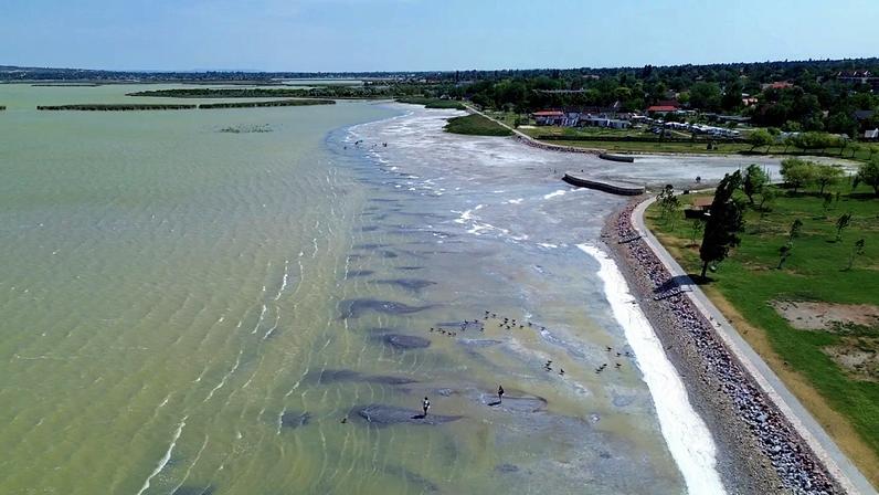 Praia de Gárdony seca quase por completo