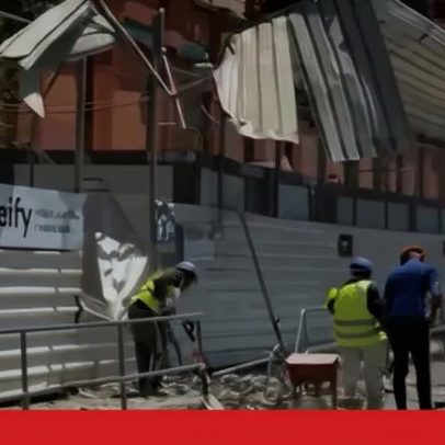 Queda de tijolos fere avós e neto junto ao Centro Comercial Colombo