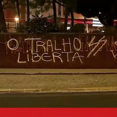 Símbolo nazi grafitado numa rotunda de Odivelas