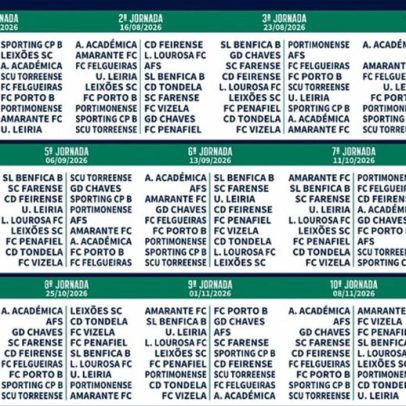 Calendário completo da 2.ª Liga 2026/27 já divulgado